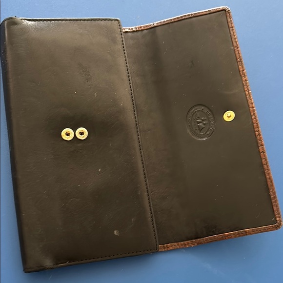 Brahmin Vintage Wallet Brown Crocodile Embossed Leather - Picture 5 of 9